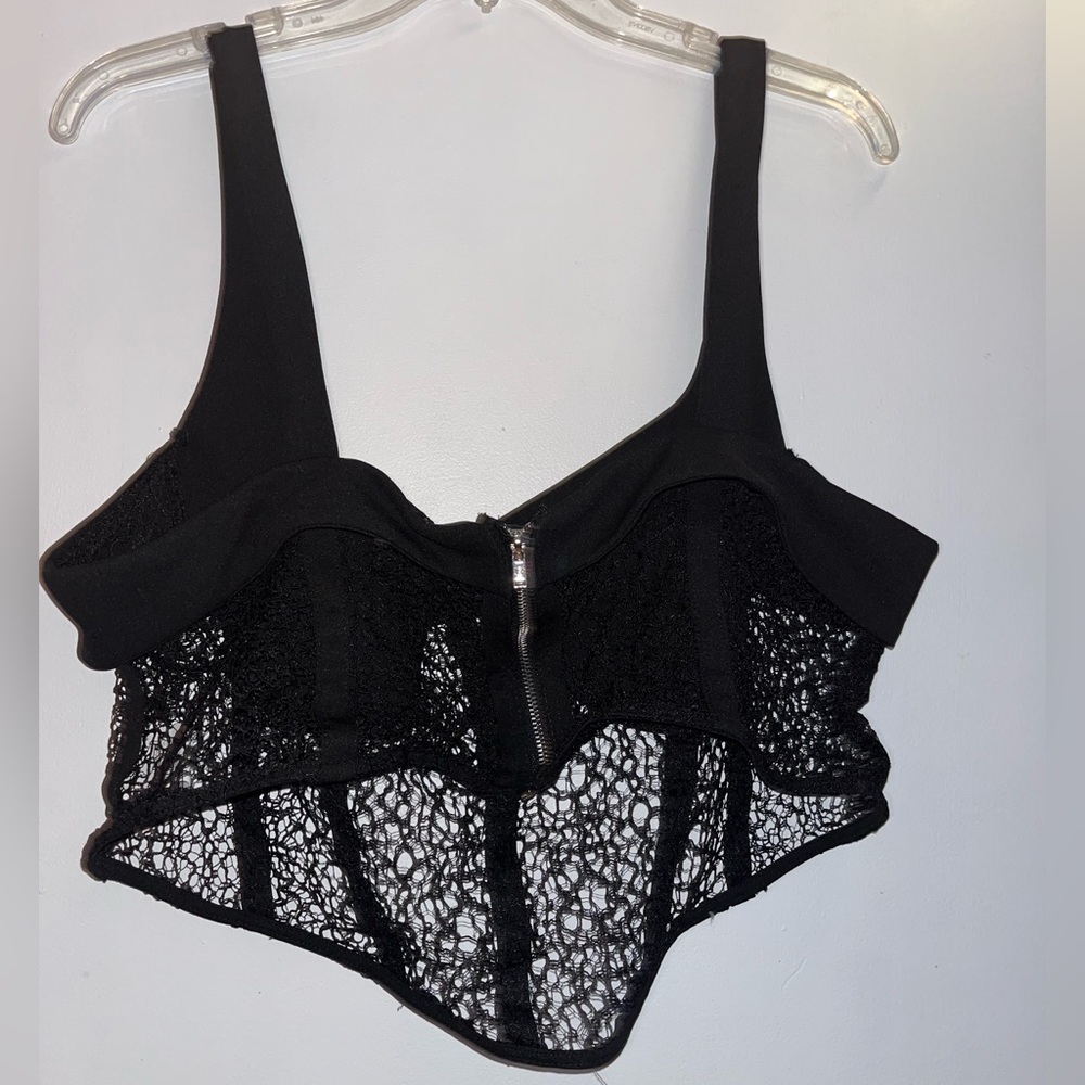 Black Lace Bustier Top